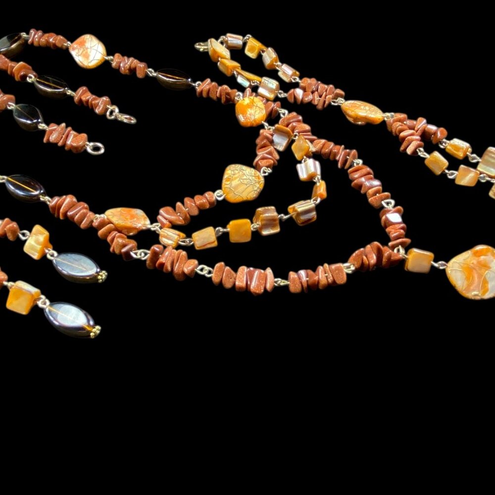 3pc Set Gemstone Chip Stone Shell 27" Pendant Nec… - image 5